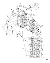 Блок цилиндров и картер 2-Х ТАКТНОГО ПЛМ MERCURY 55 Серийный номер от 0P325500 и выше